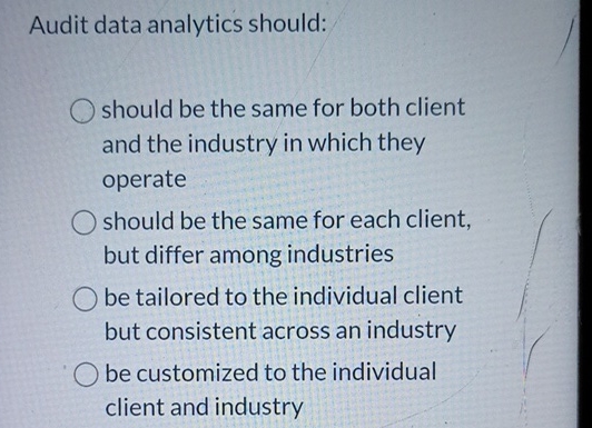 Audit data analytics should: should be the same