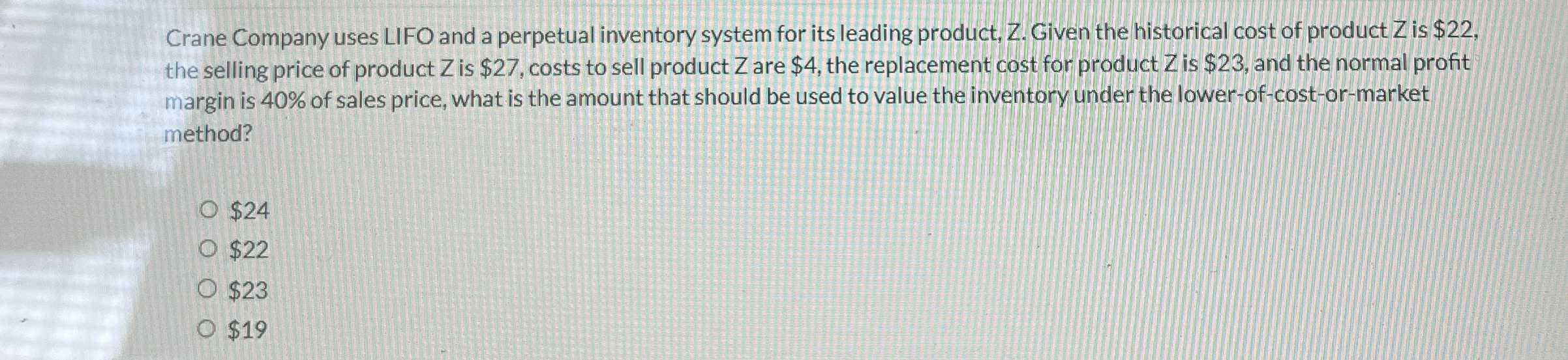 Crane Company uses LIFO and a perpetual inventory