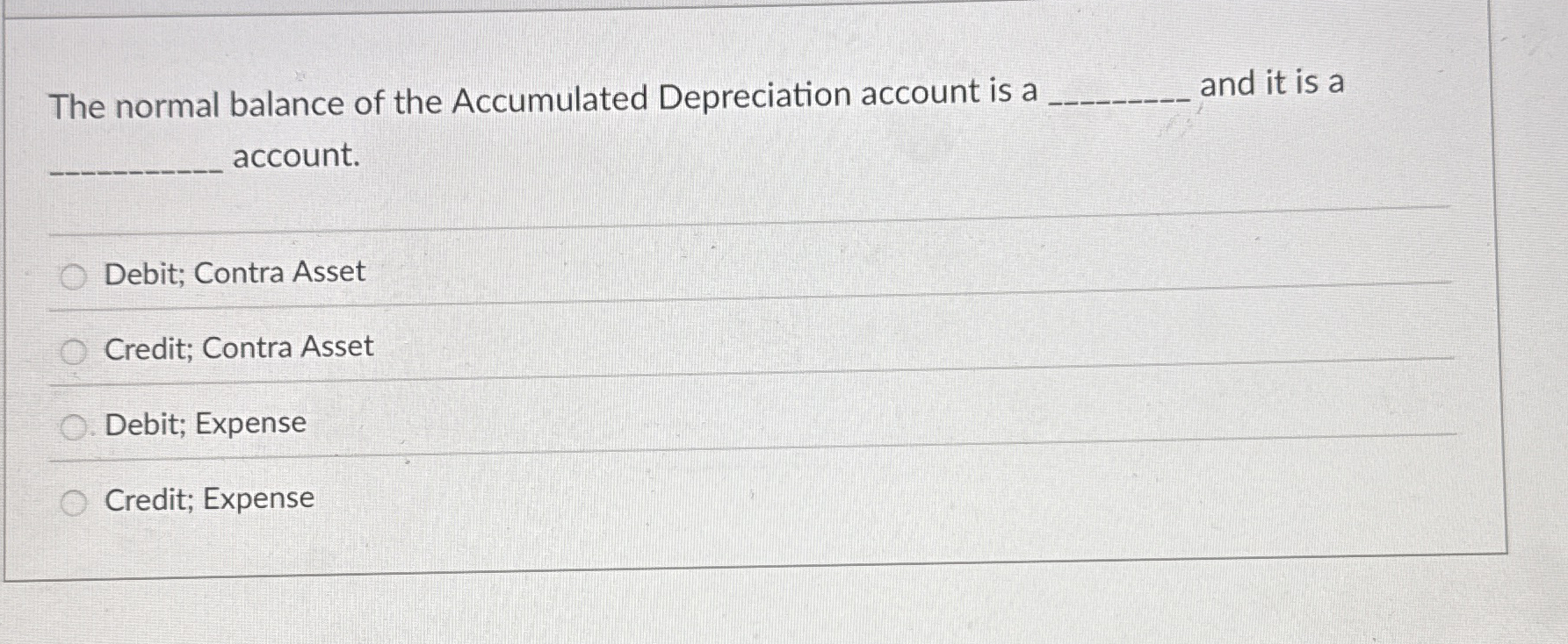 The normal balance of the Accumulated