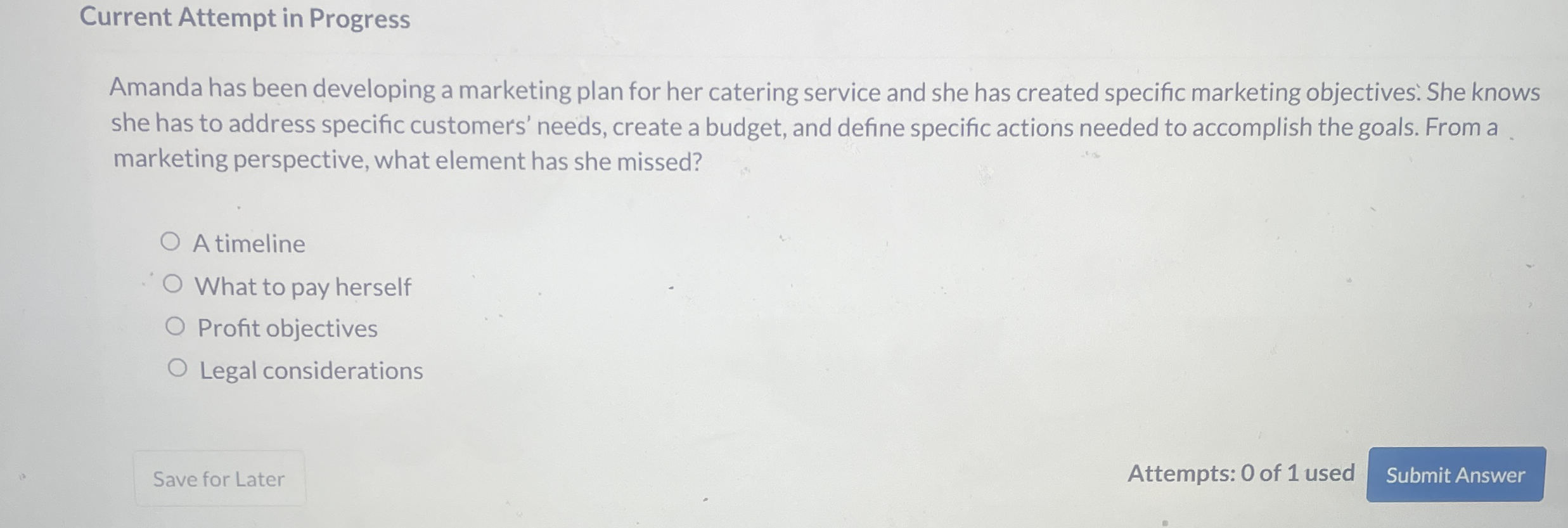 Current Attempt in Progress Amanda has been