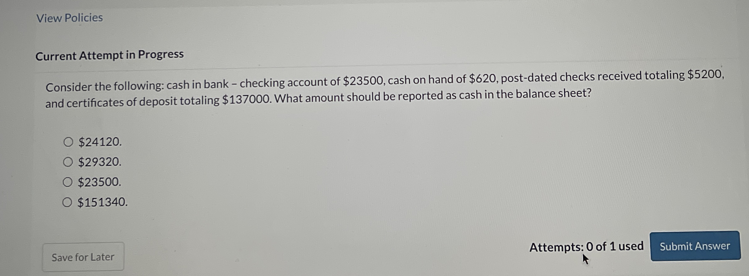 View Policies Current Attempt in Progress