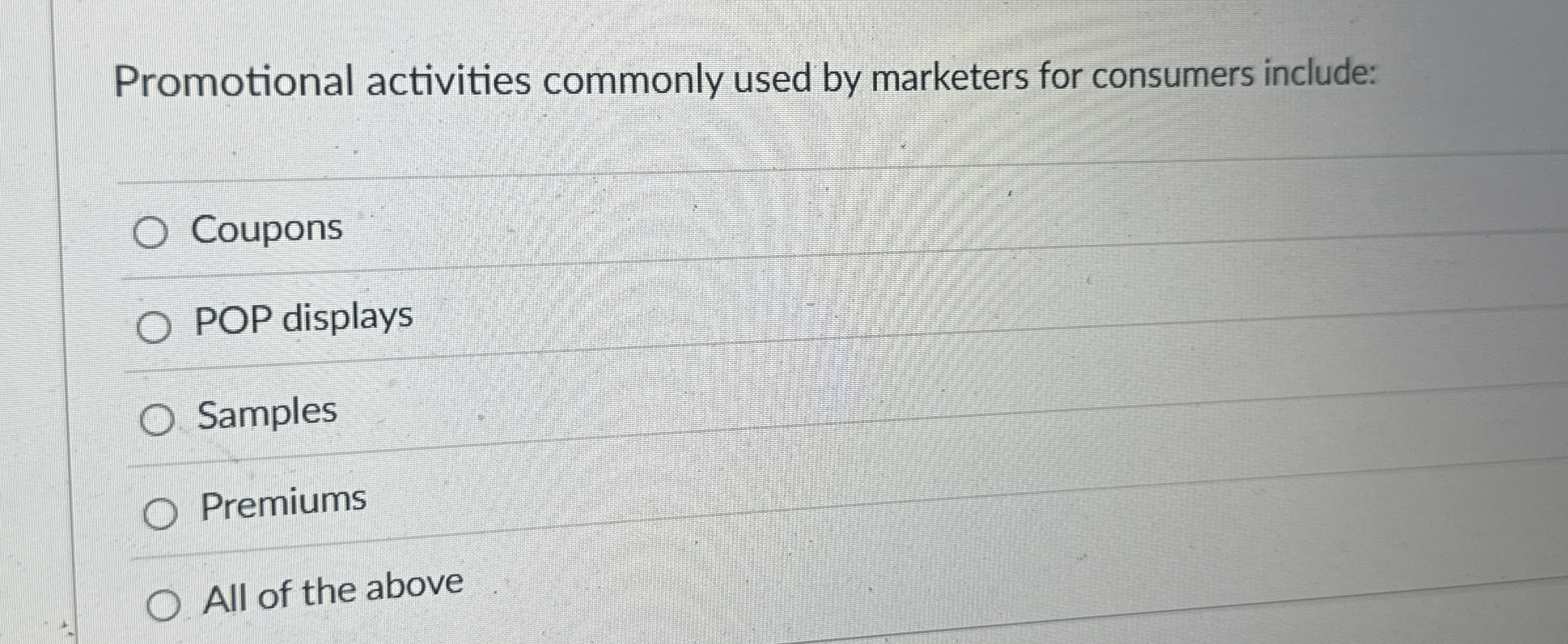 Promotional activities commonly used by marketers