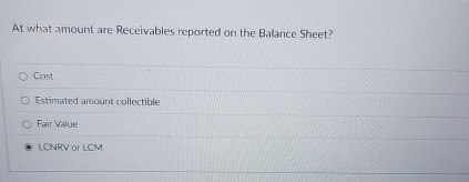 At what amount are Receivables reported on the