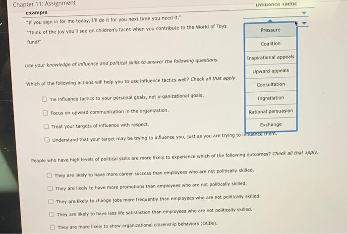 intuence Tactic Chapter 11: Assignment Example
