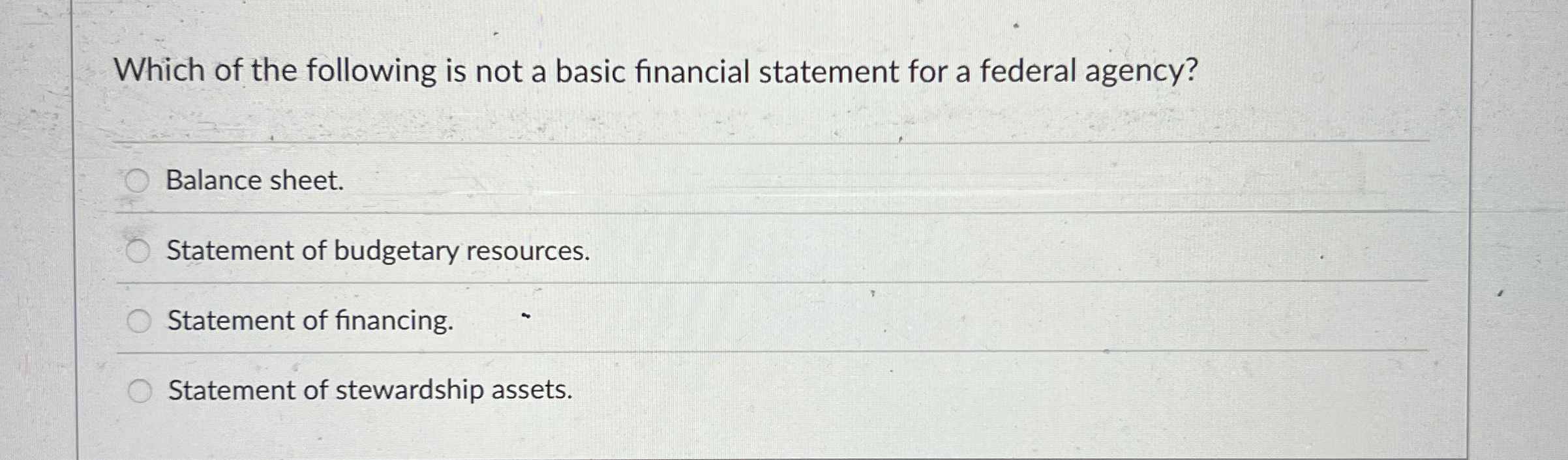 Which of the following is not a basic financial