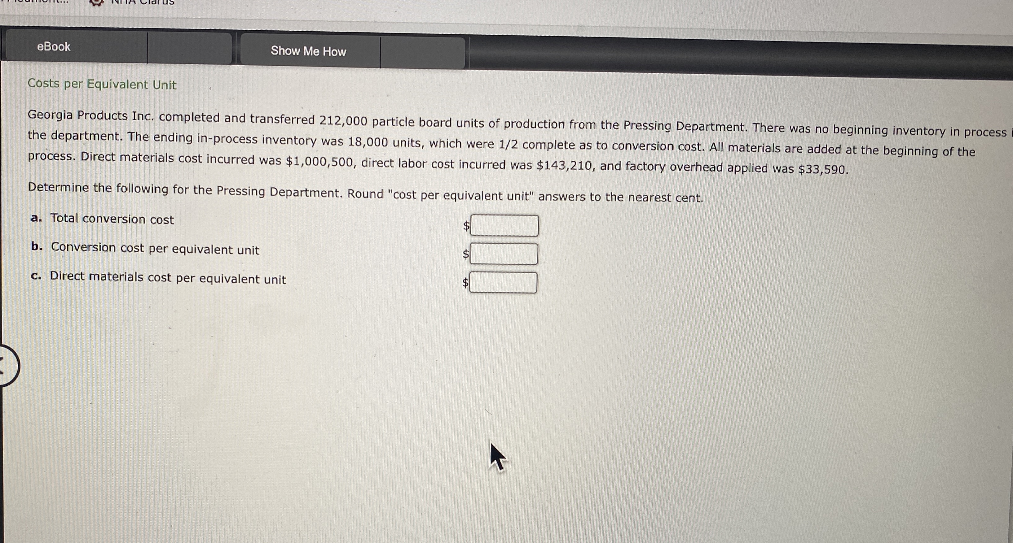 eBook Show Me How Costs per Equivalent Unit