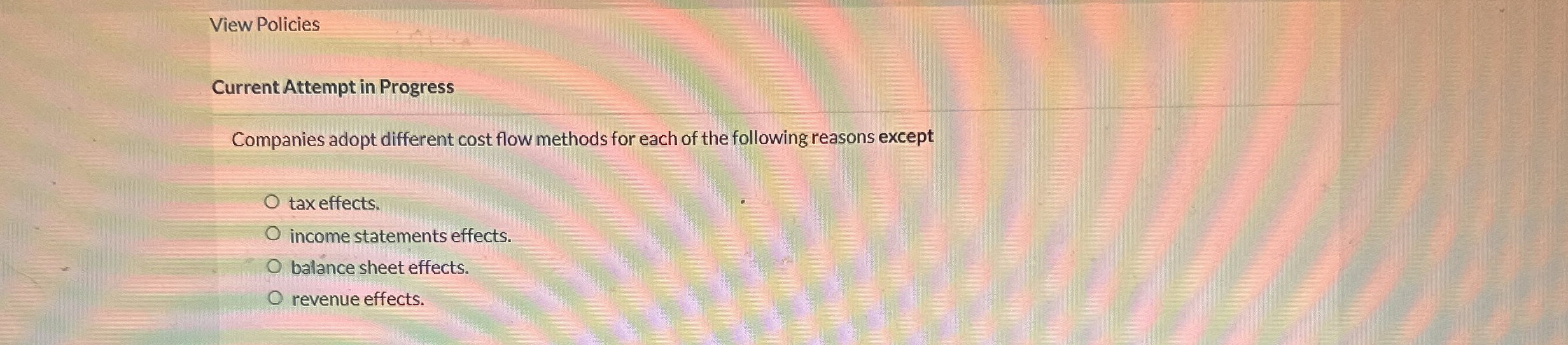 View Policies Current Attempt in Progress