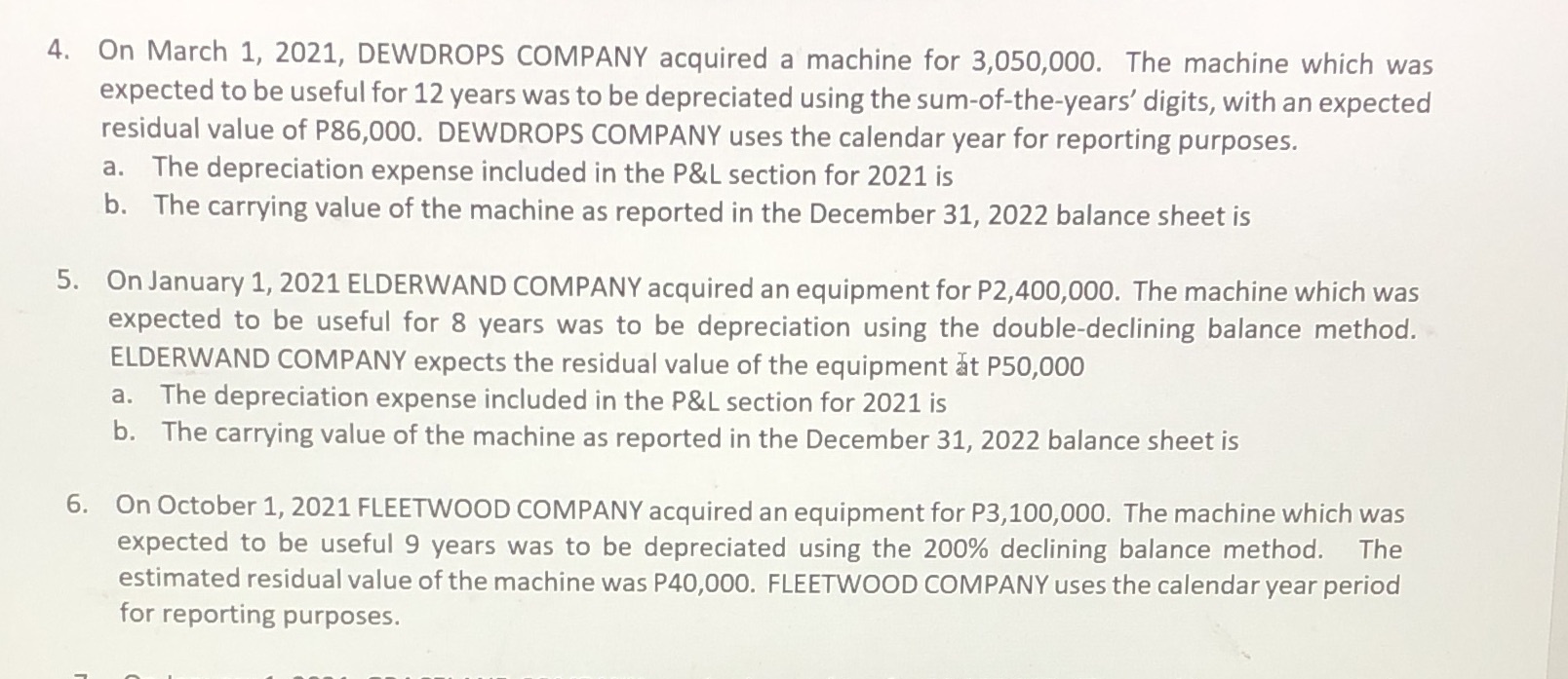 4. On March 1, 2021, DEWDROPS COMPANY acquired a