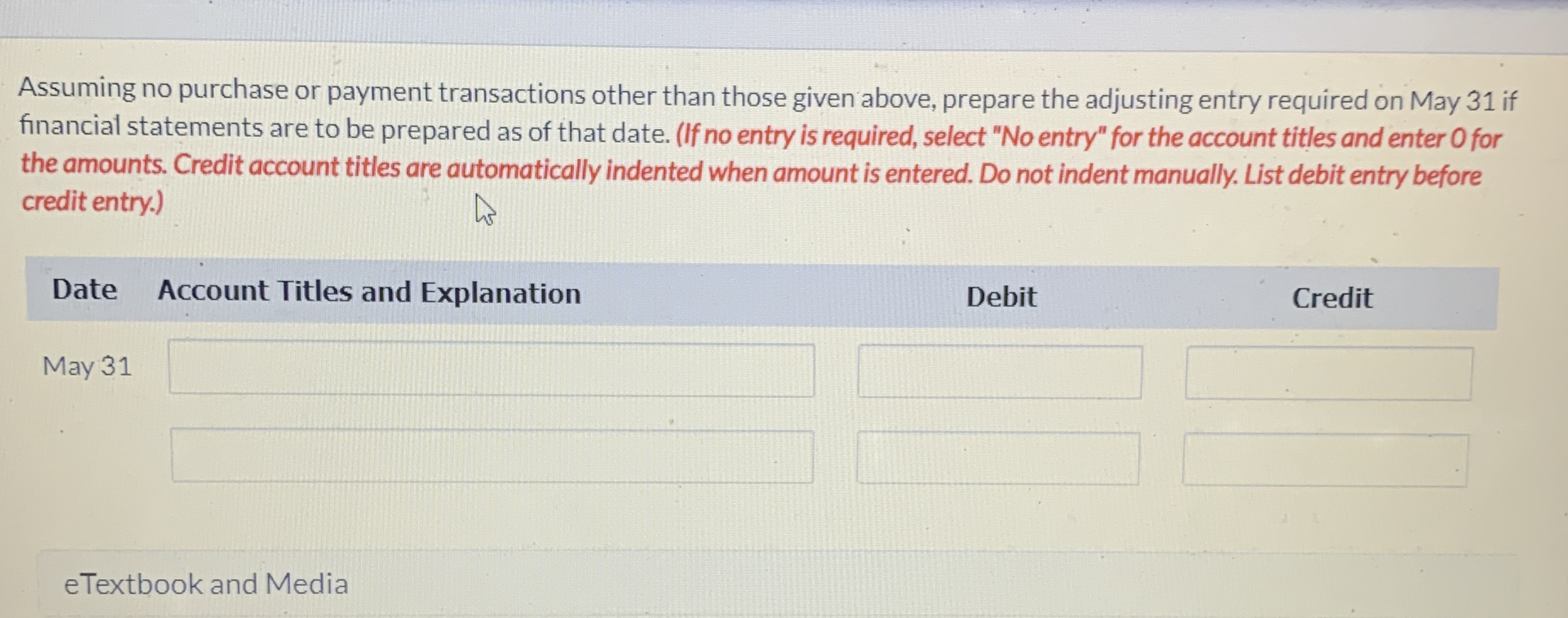 Assuming no purchase or payment transactions