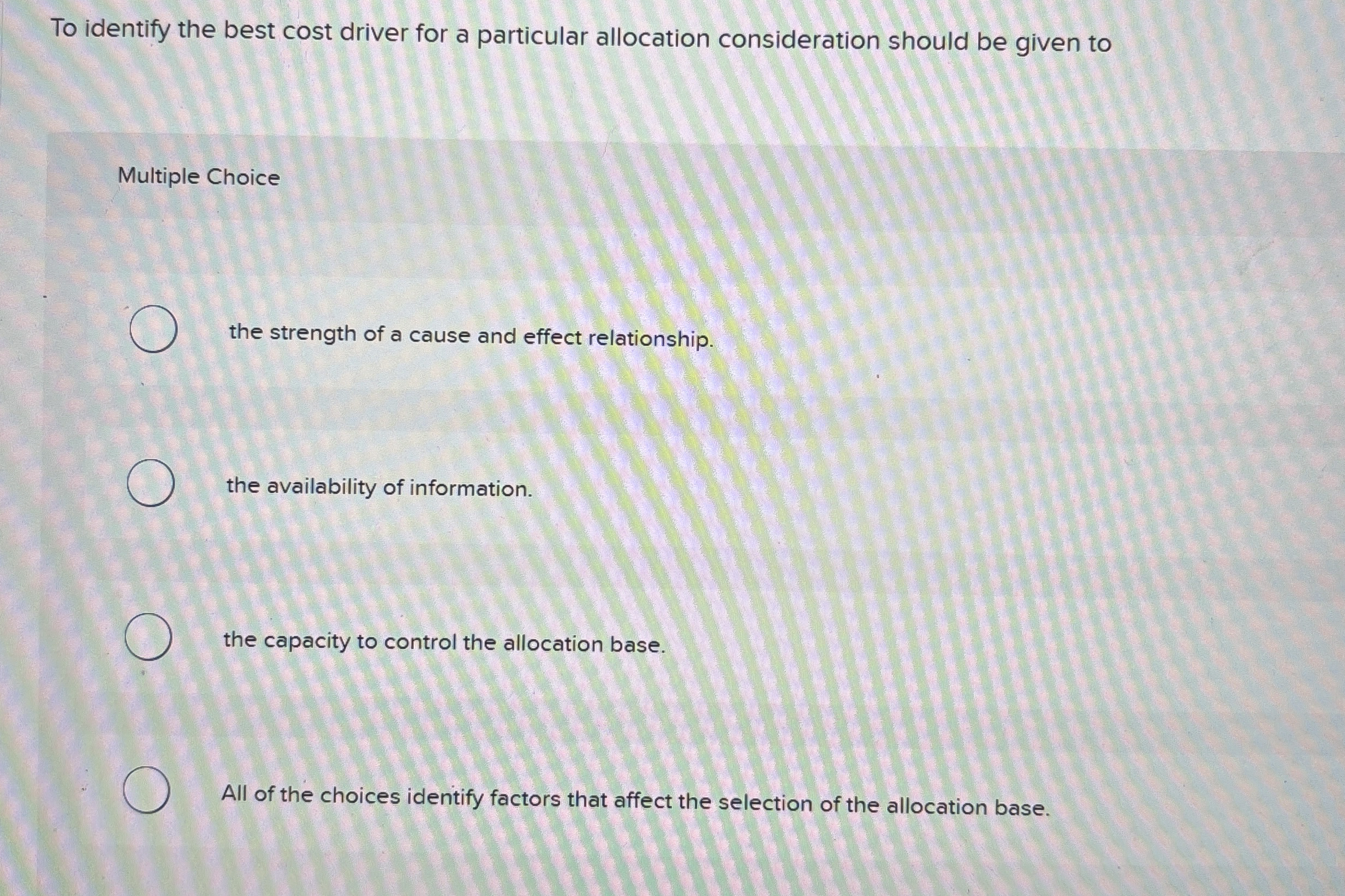 To identify the best cost driver for a particular