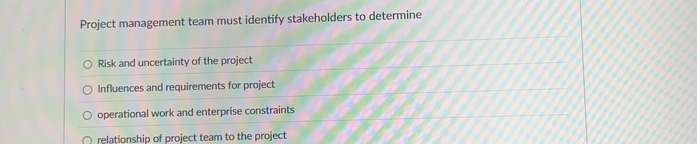 Project management team must identify