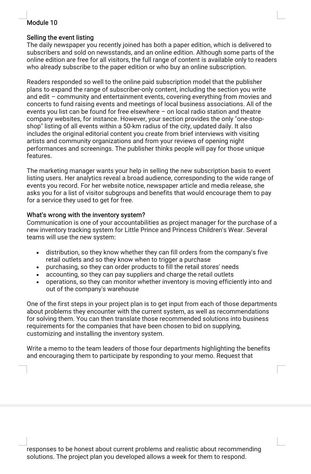 Module 10 Selling the event listing The daily