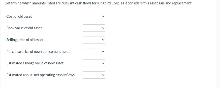 Determine which amounts listed are relevant cash