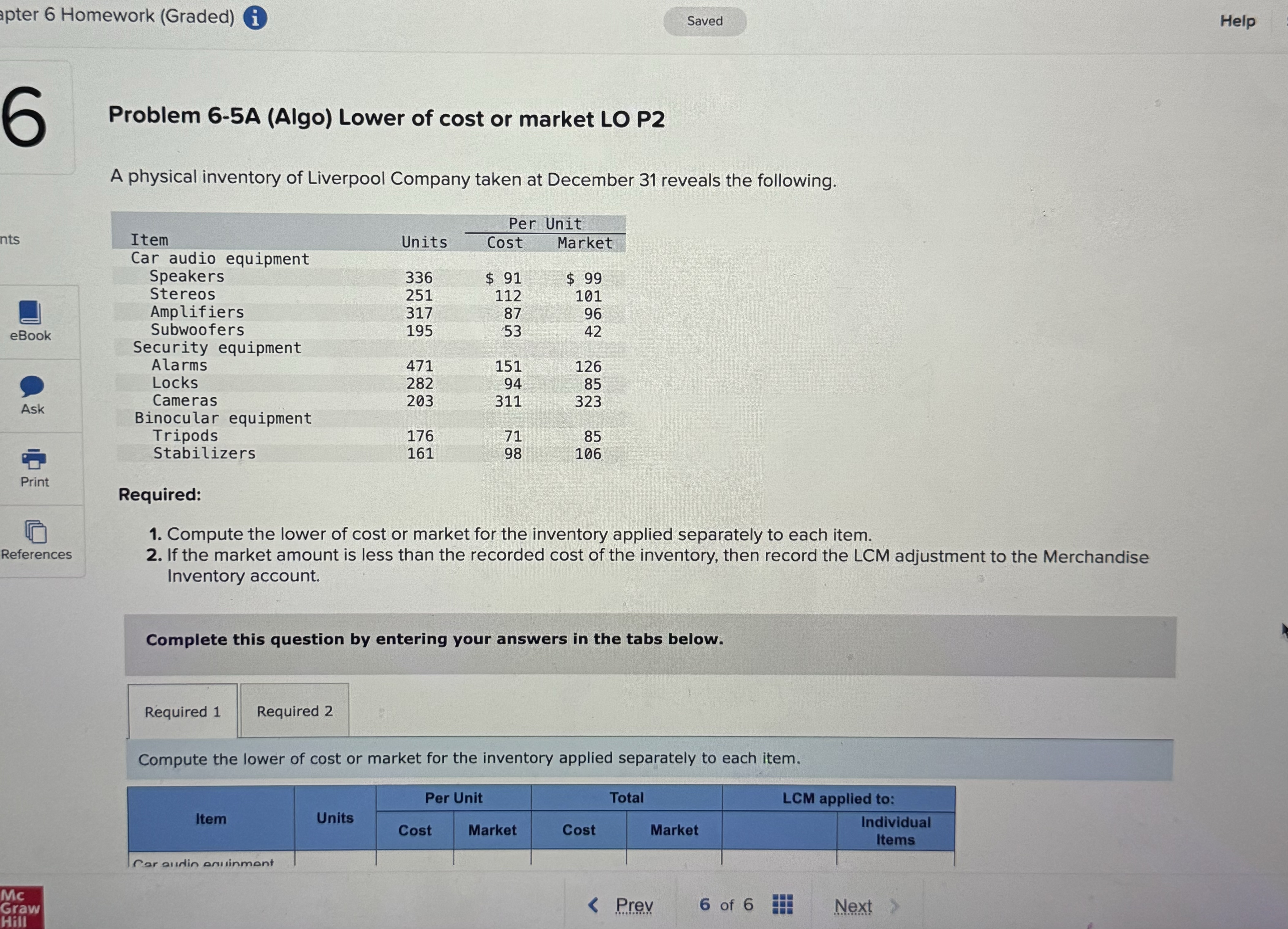 pter 6 Homework ( Graded ) i Help Problem 6 - 5 A
