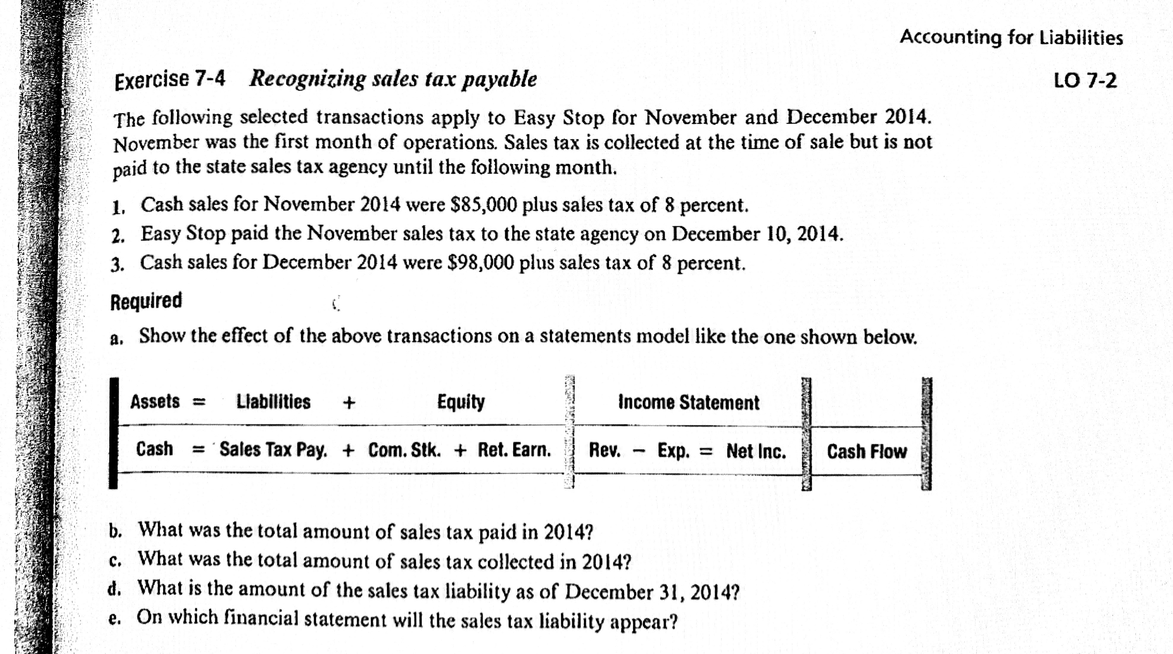 Accounting for Liabilities Exercise 7-4