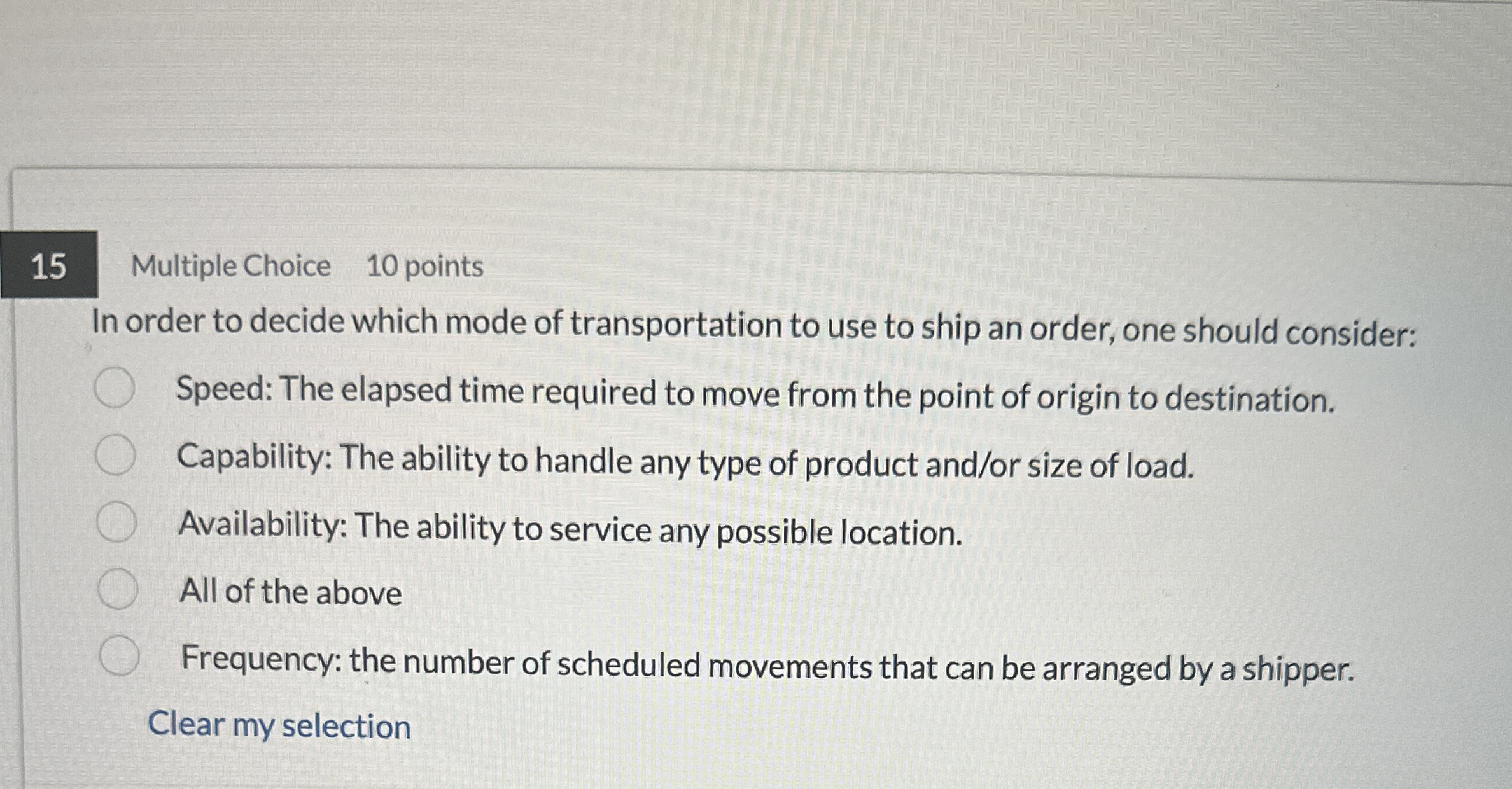 1 5 Multiple Choice 1 0 points In order to decide