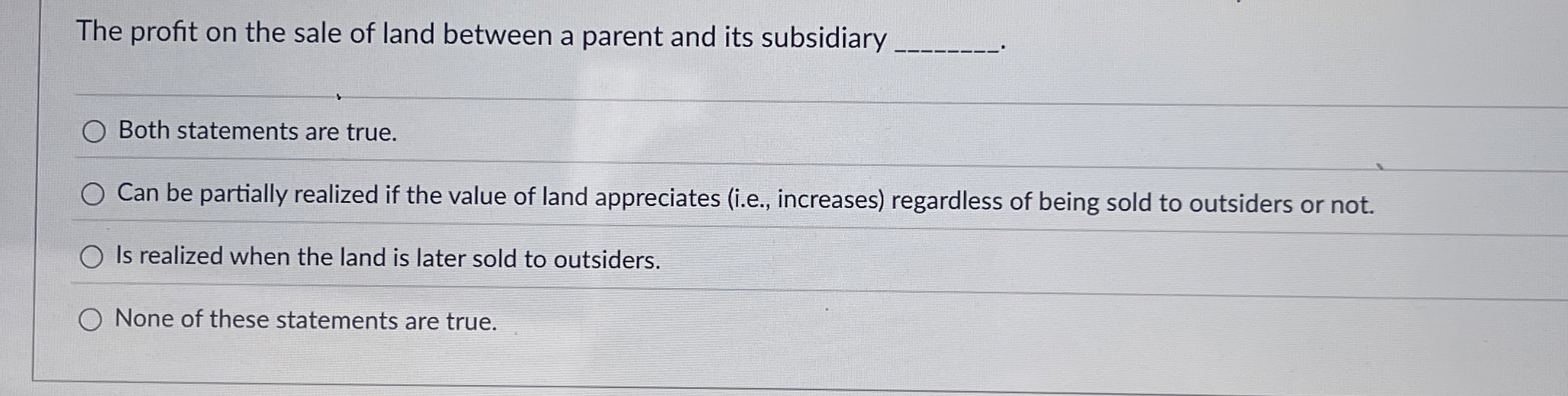 The profit on the sale of land between a parent