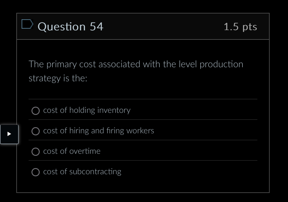 Question 5 4 1 . 5 pts The primary cost