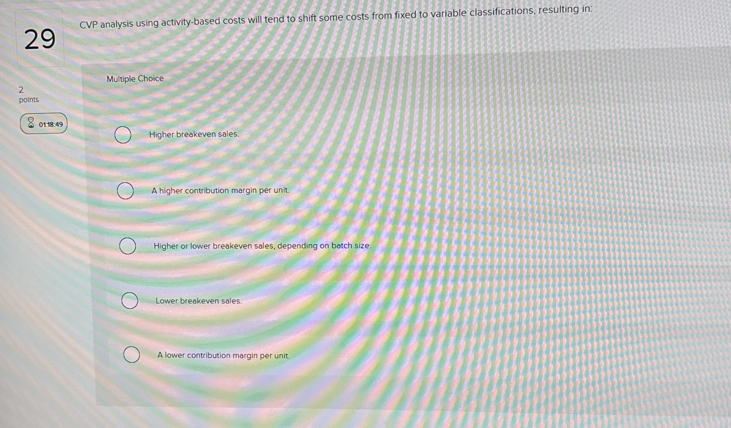 2 9 CVP analysis using activity - based costs