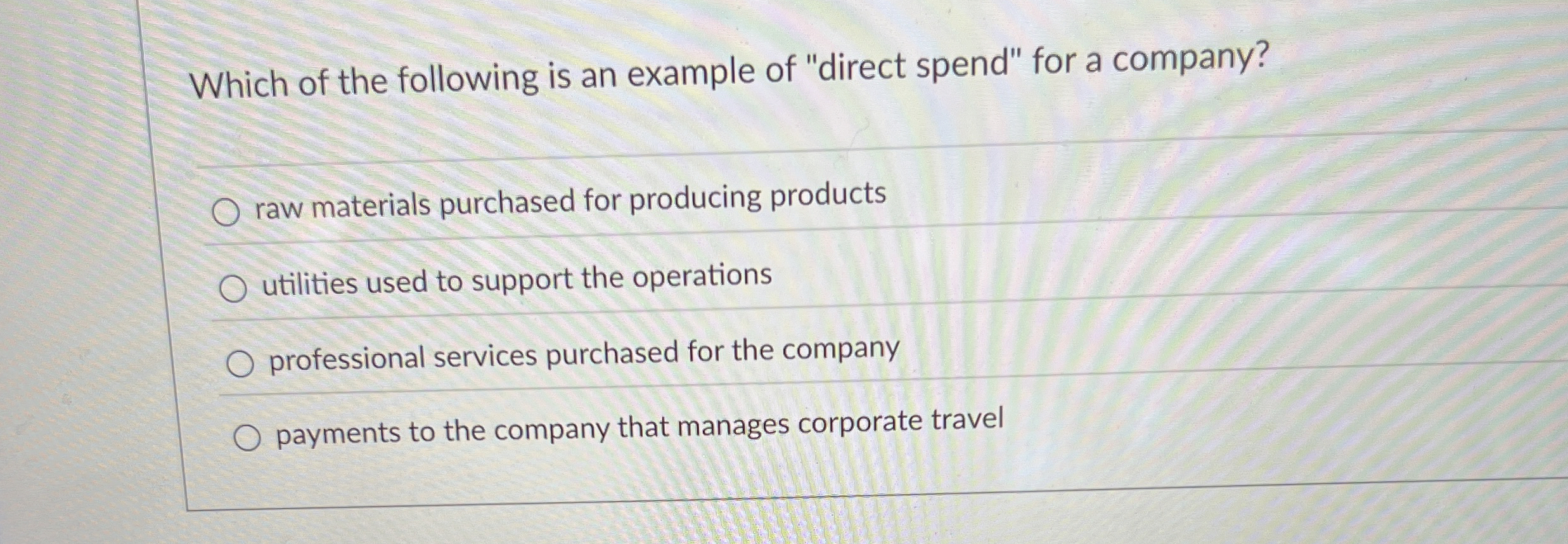 Which of the following is an example of "direct