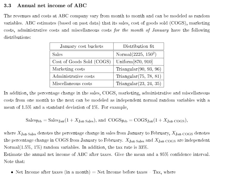 3.3 Annual net income of ABC The revenues and
