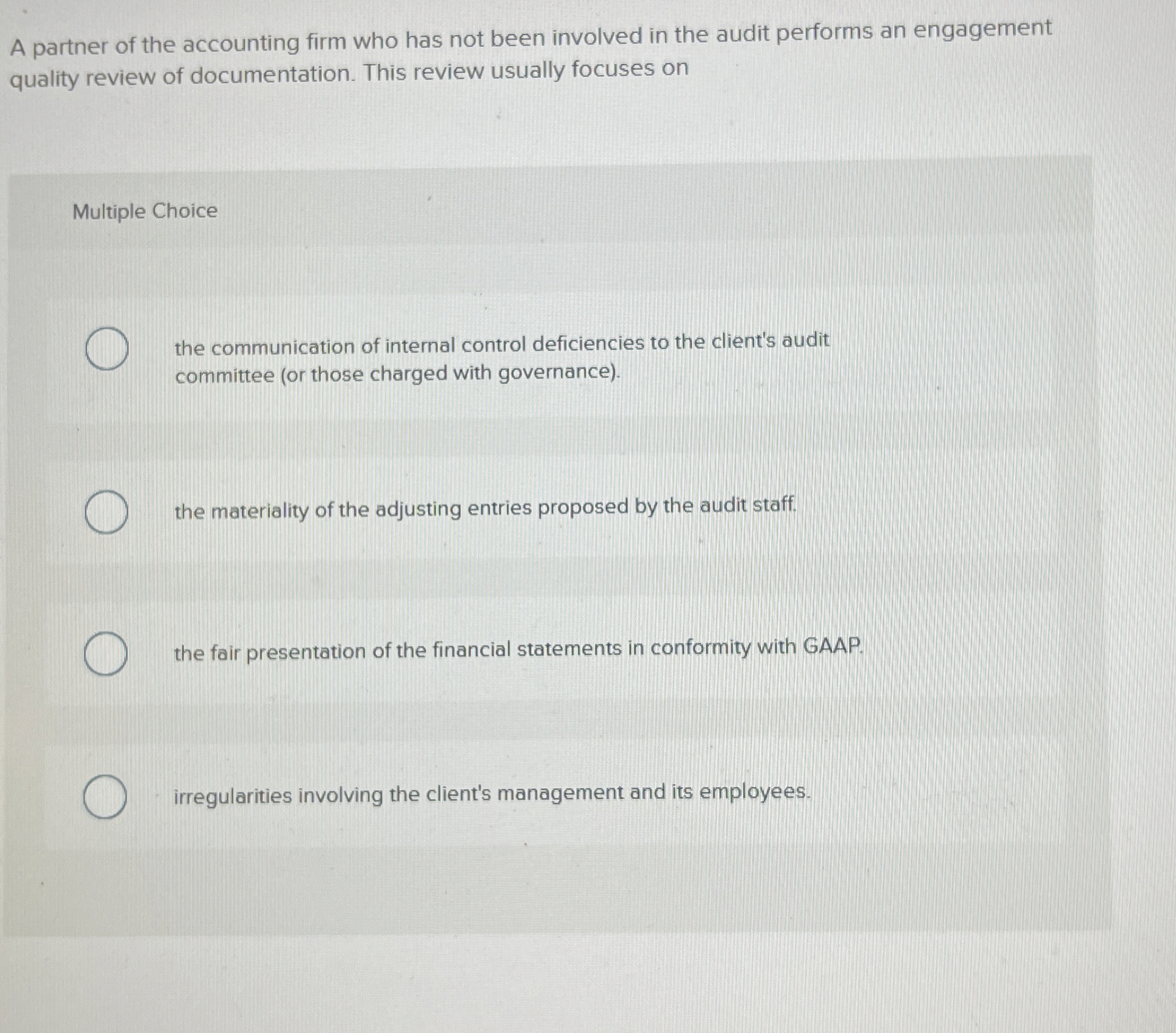 A partner of the accounting firm who has not been