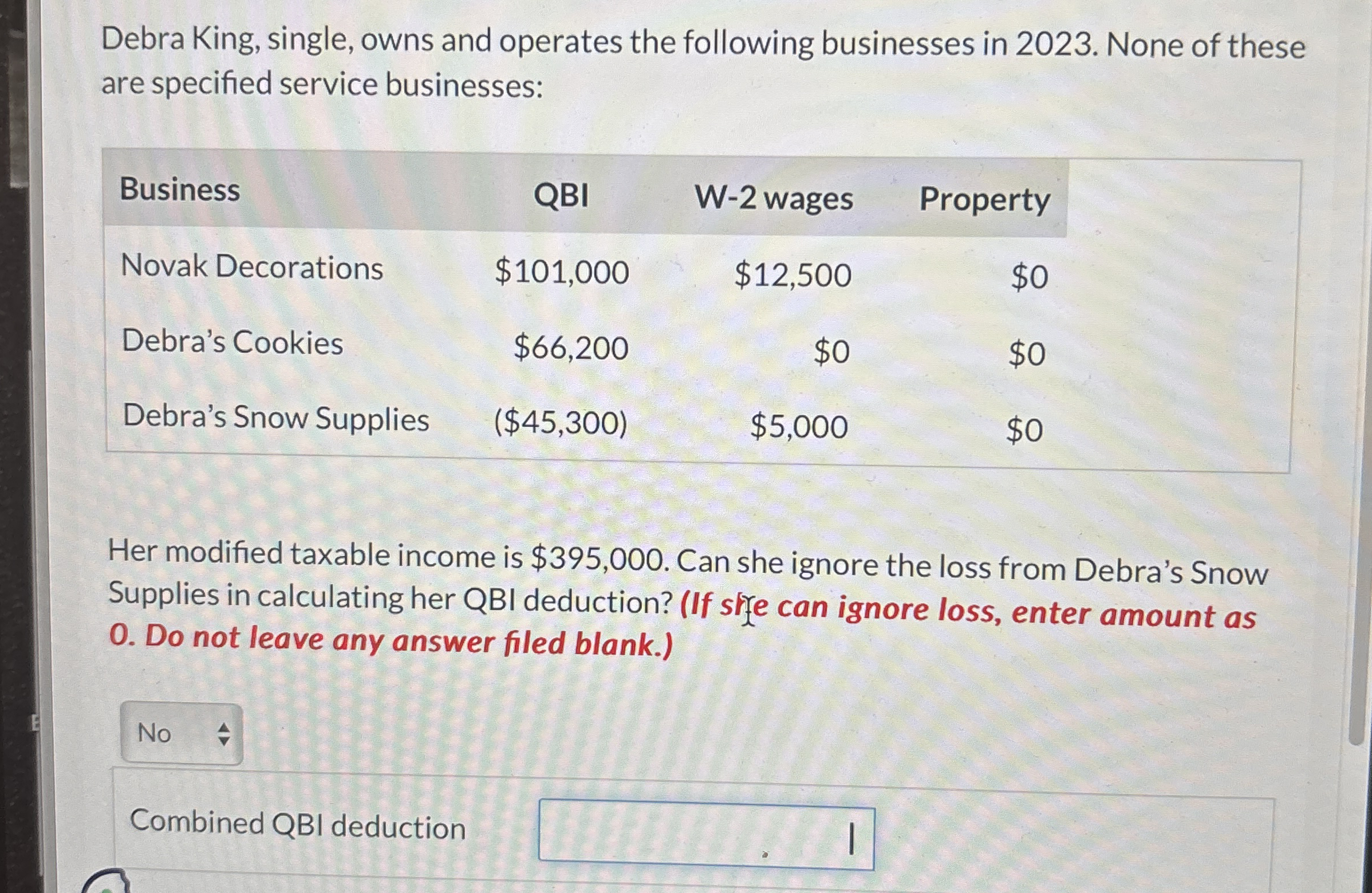 Debra King, single, owns and operates the