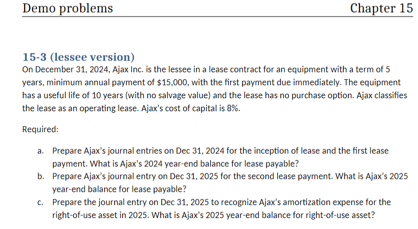 1 5 - 3 ( lessee version ) PLEASE EXPLAIN EACH