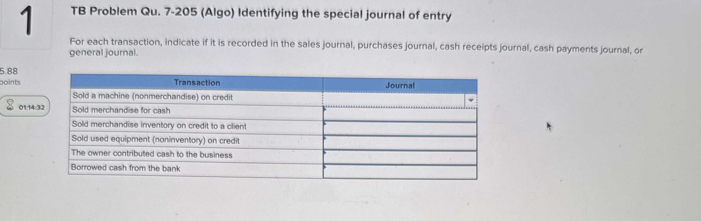 1 TB Problem Qu . 7 - 2 0 5 ( Algo ) Identifying