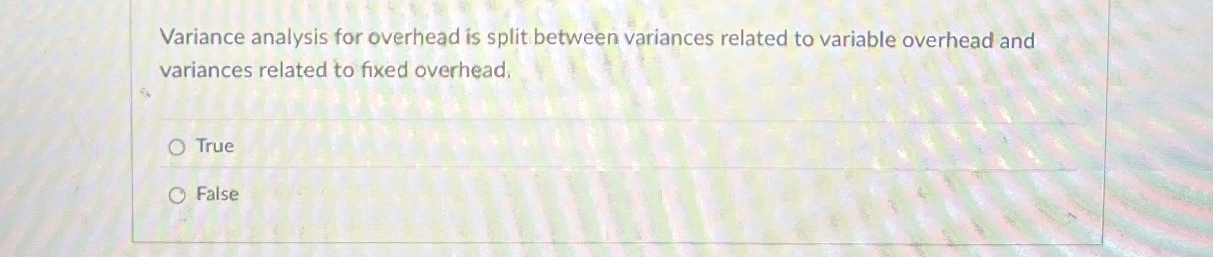 Variance analysis for overhead is split between
