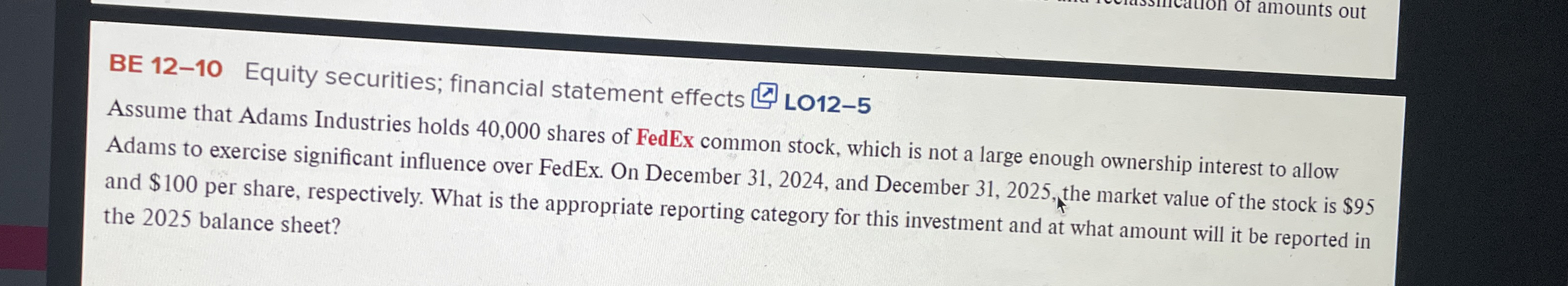 BE 1 2 - 1 0 Equity securities; financial