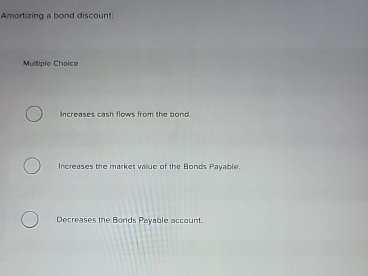 Amortizing a bond discount: Multiple Choice