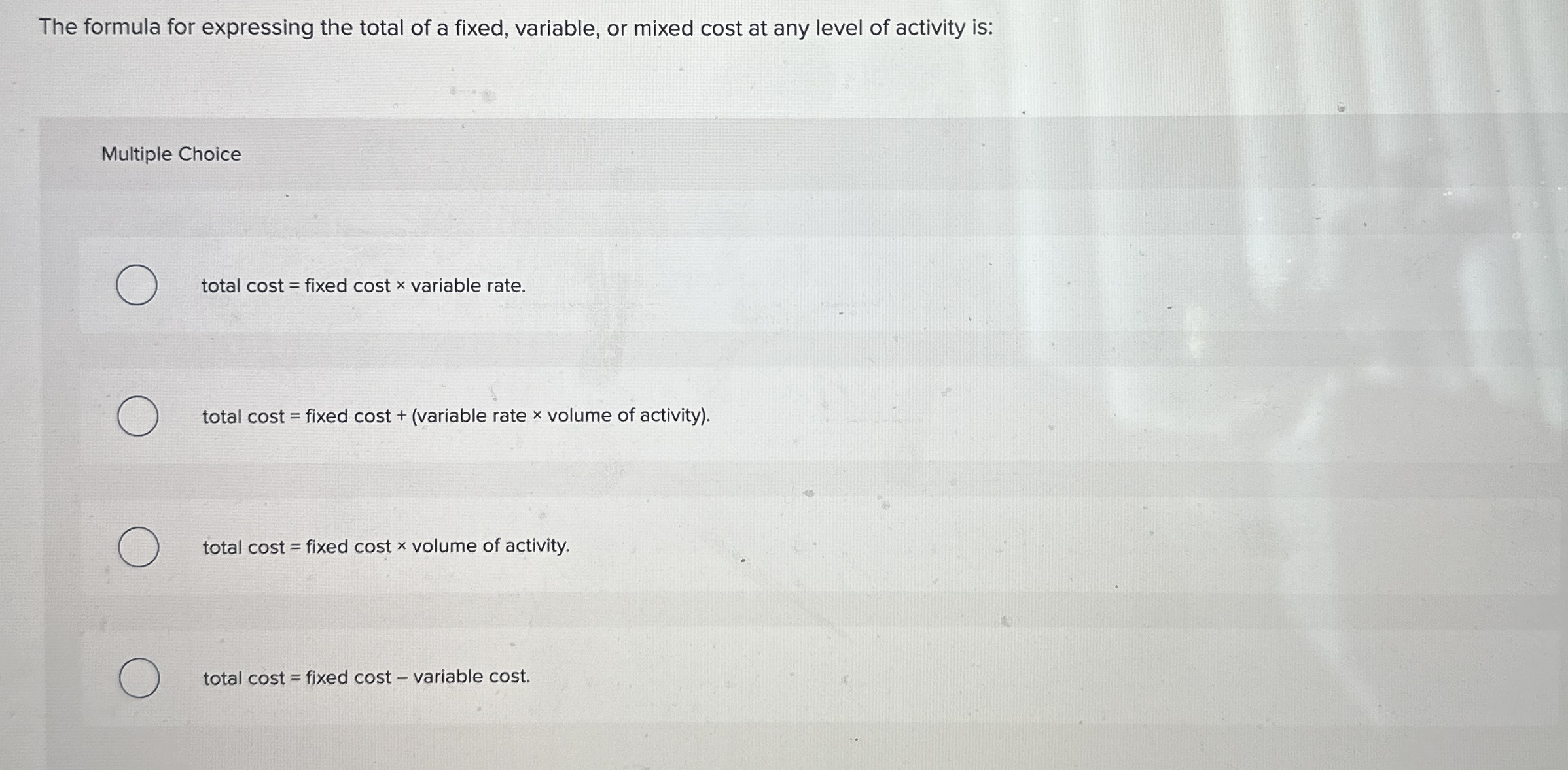 The formula for expressing the total of a fixed,