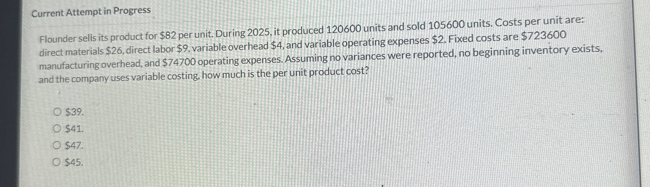 Current Attempt in Progress Flounder sells its