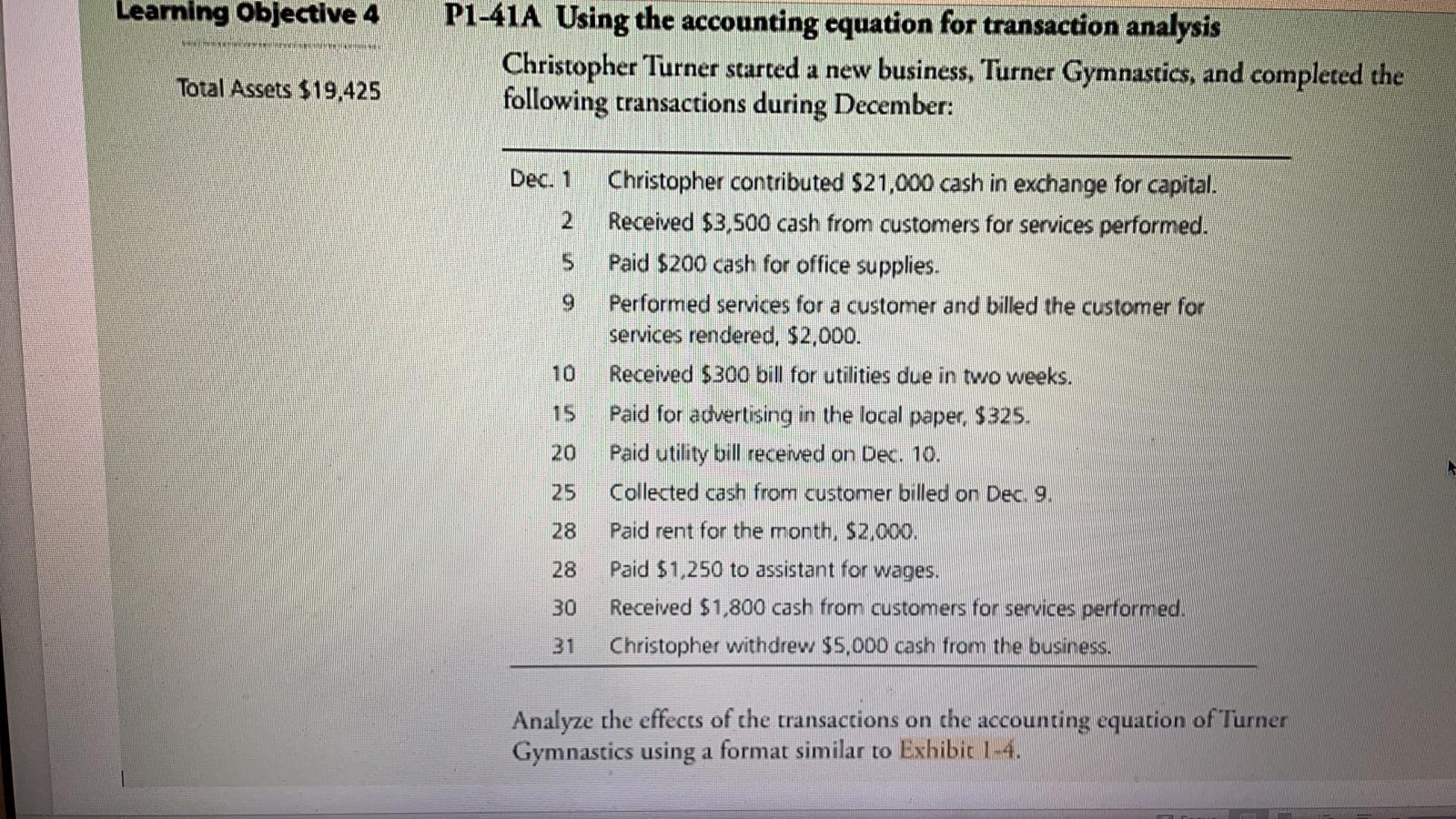 Learning Objective 4 P1-41A Using the accounting