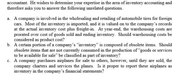 Involves inventory acccounting, answerable by yes
