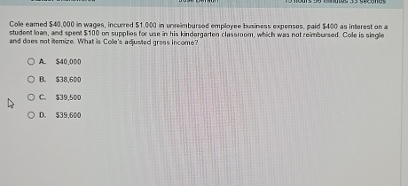 Cole earned $ 4 0 , 0 0 0 in wages, incurred $ 1