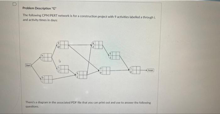 Question 2 ( a ) Constructing the CPM Project