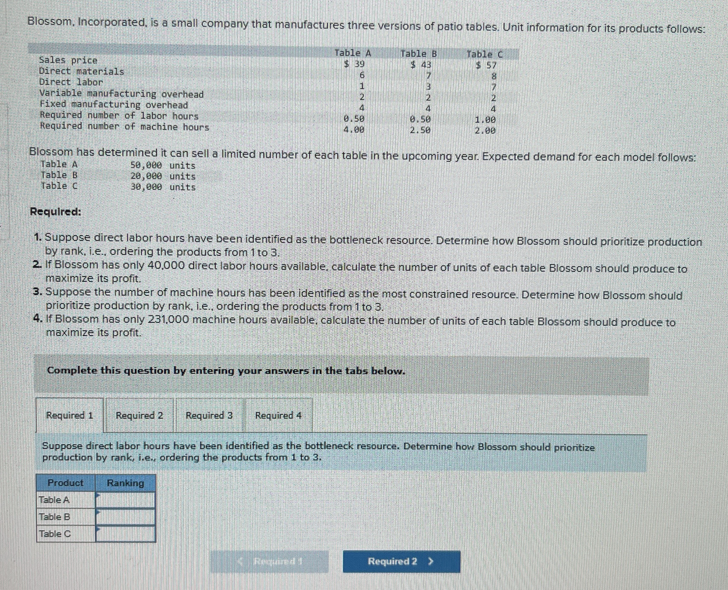 Blossom, Incorporated, is a small company that