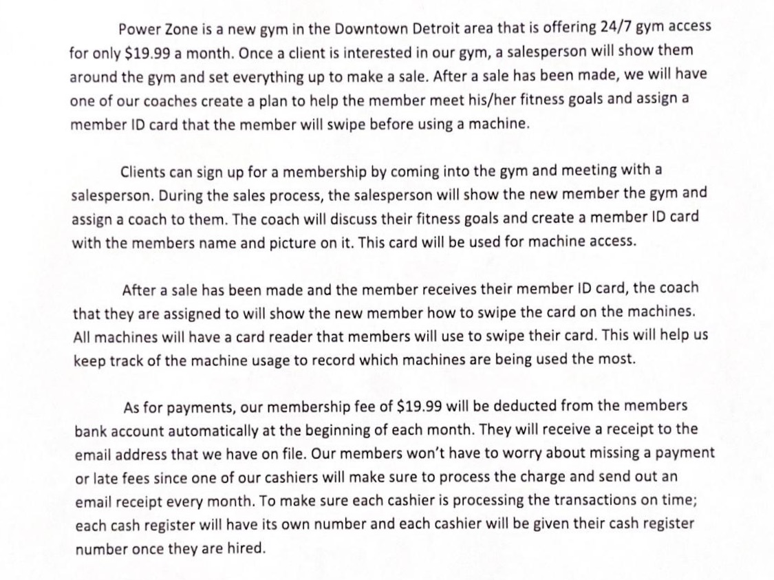 draw an REA model and table for the following