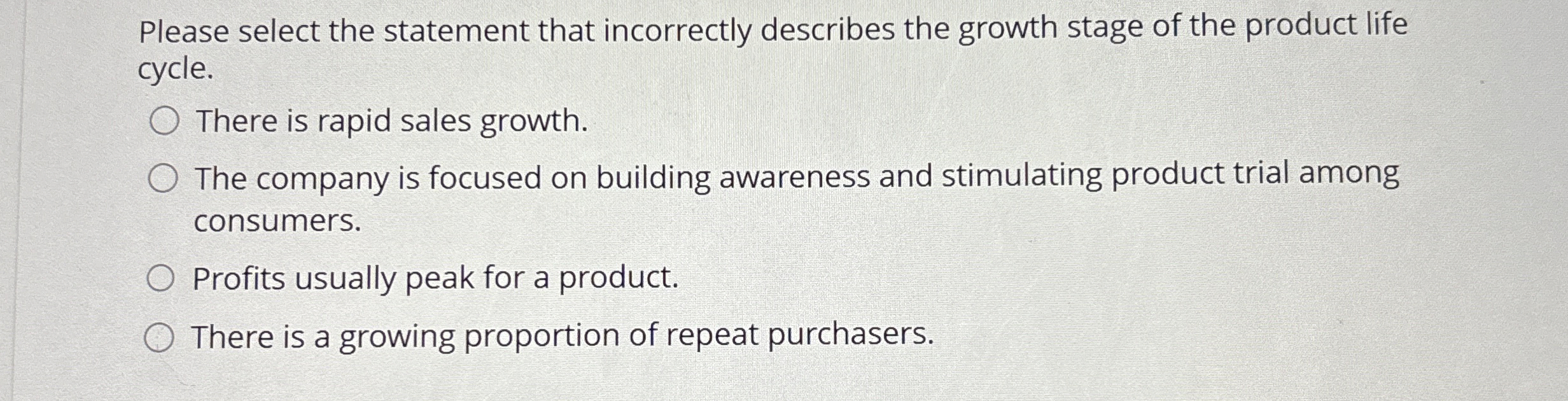 Please select the statement that incorrectly