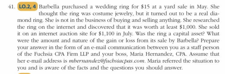 LO . 2 , 4 Barbella purchased a wedding ring for