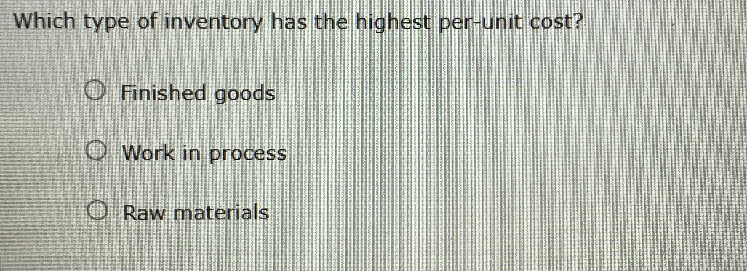 Which type of inventory has the highest per -