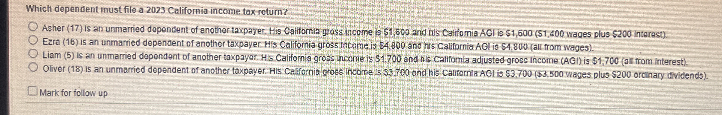 Which dependent must file a 2 0 2 3 Califomia