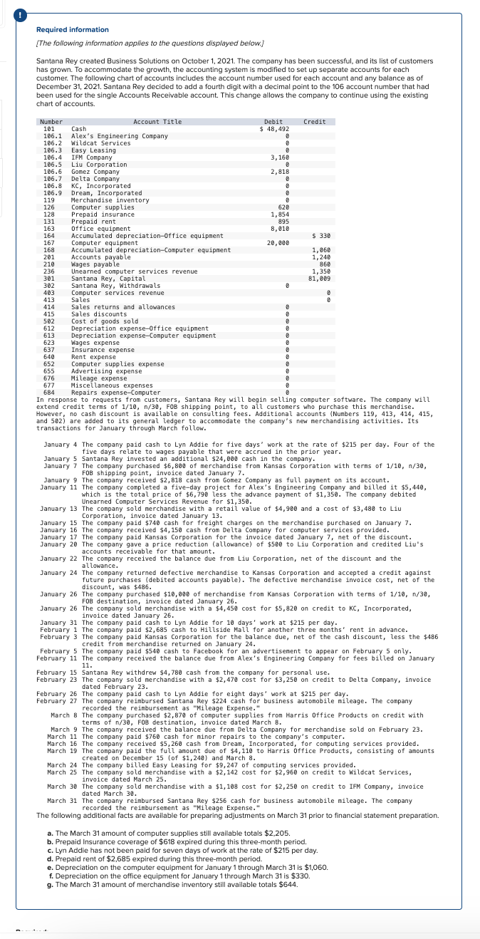 Prepare a 6 - column work sheet that includes the