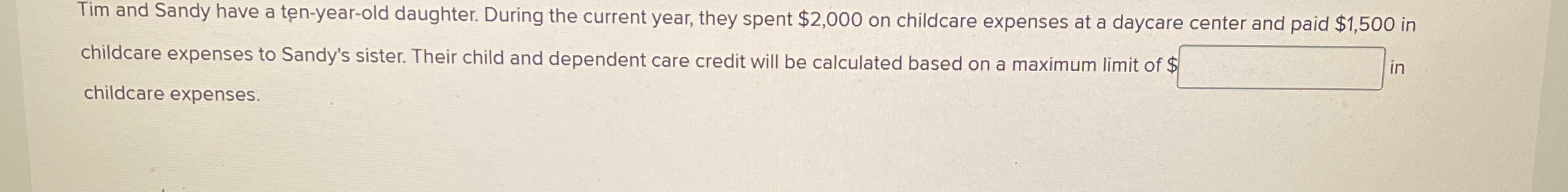 Tim and Sandy have a ten - year - old daughter.