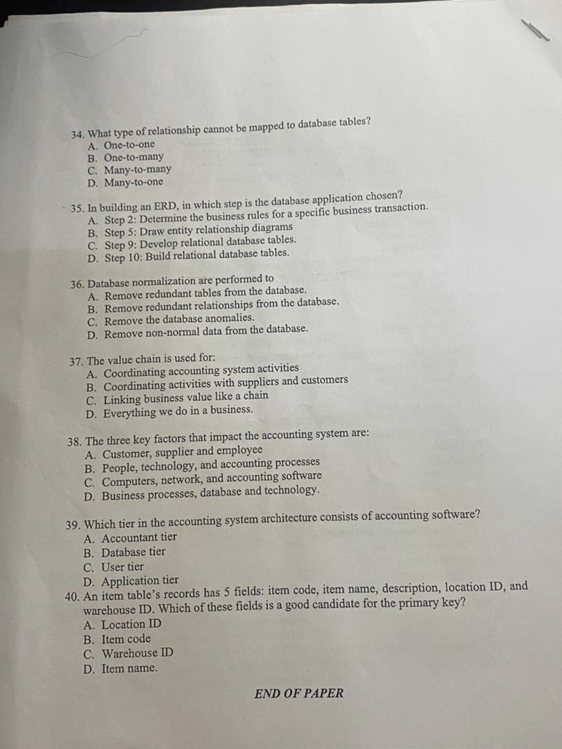 SECTION A - TRUE/FALSE Answer All Questions in