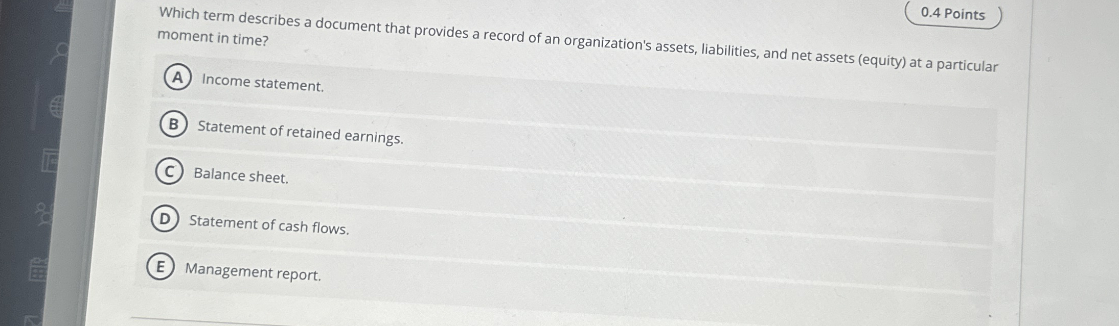 Which term describes a document that provides a