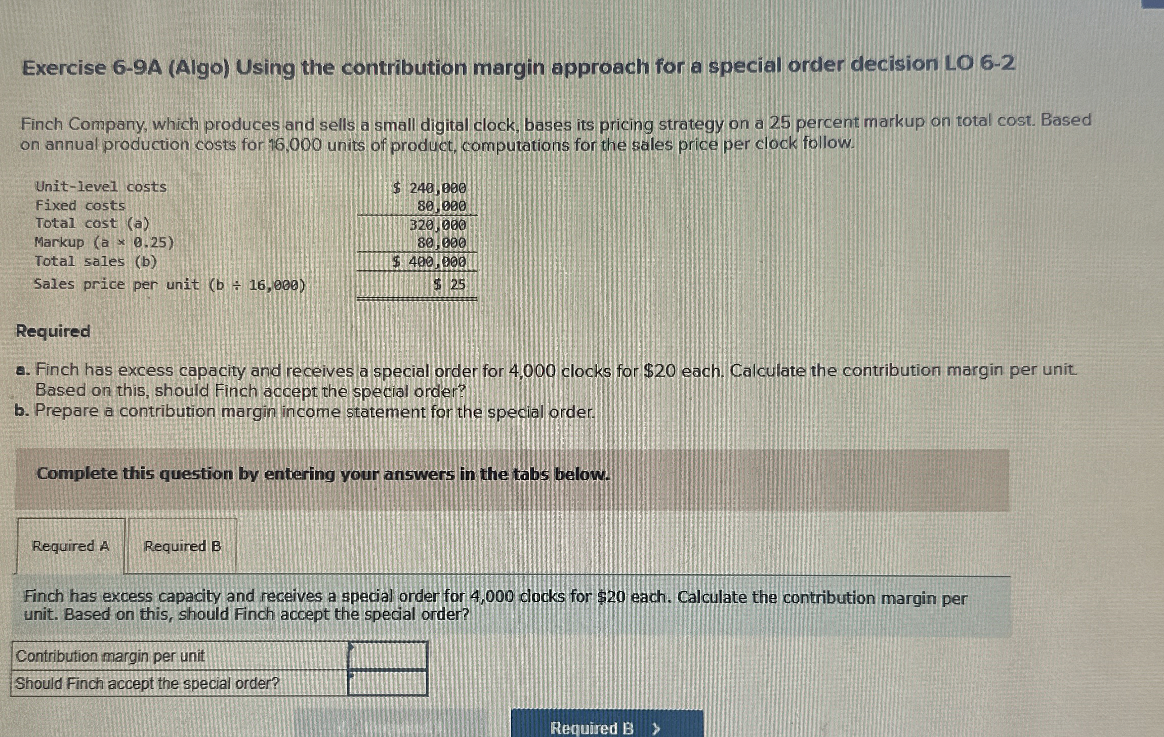 Exercise 6 - 9 A ( Algo ) Using the contribution