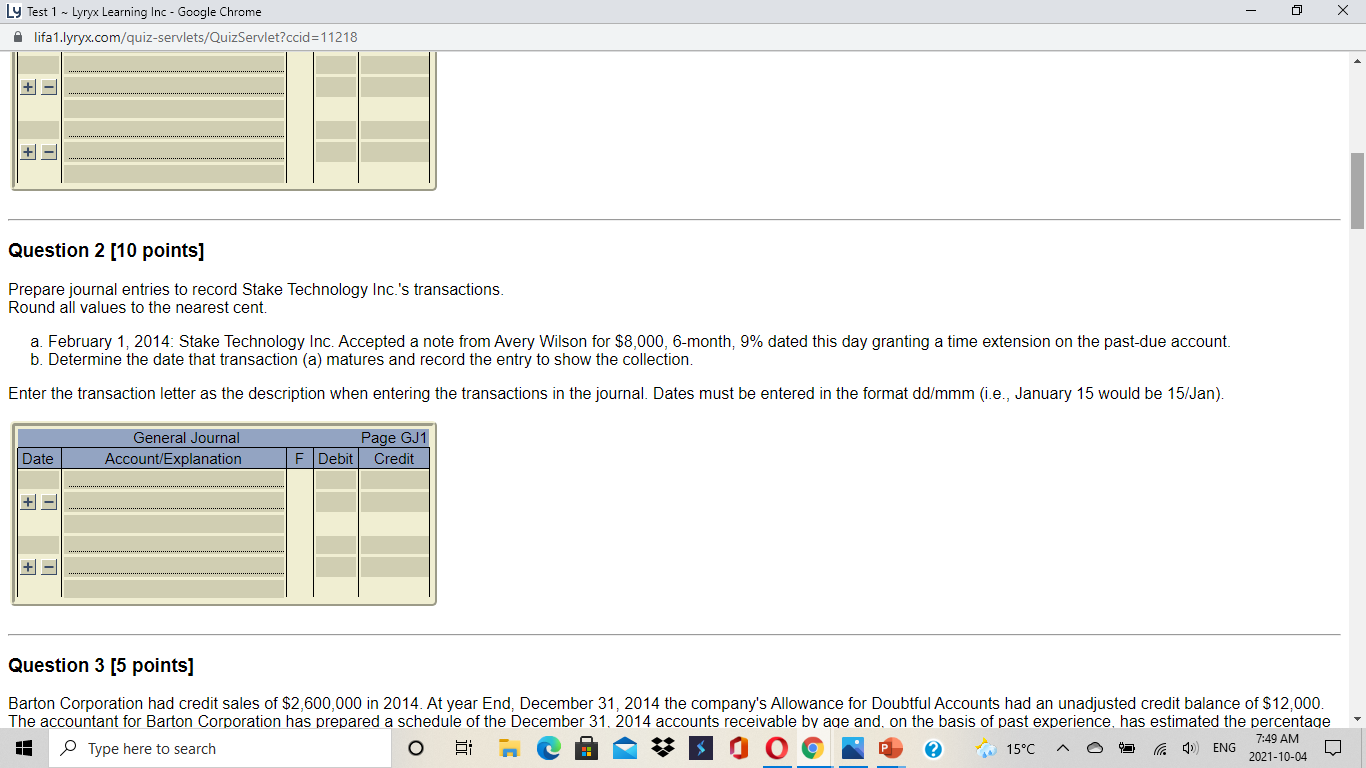 Ly Test 1 ~ Lyryx Learning Inc - Google Chrome -